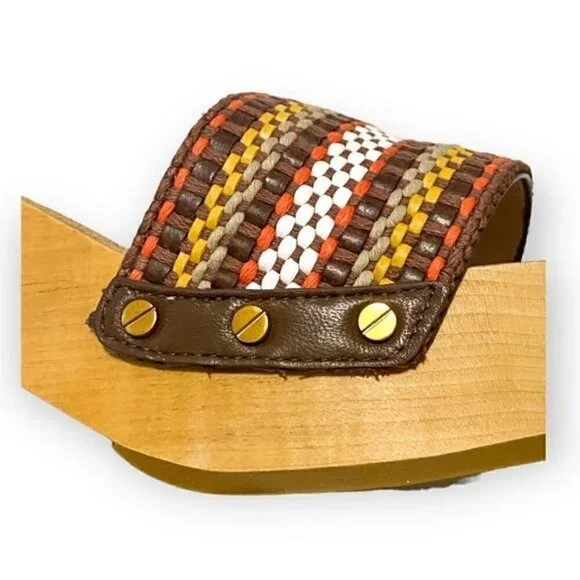 NIB Veronica BeardHannalee WovenClog Sandal Size 10, Brown multi